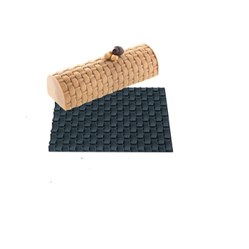Kit Moule à bûche 26cm et tapis relief en silicone motif écorce